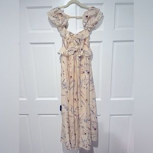 NWT - H&M Long Cream Dress with Florals - Size Medium